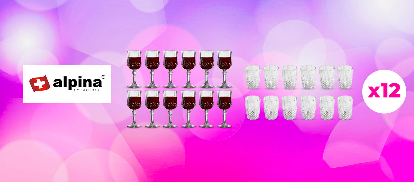 Set de 12 verres à vin ou eau incassables ALPINA
