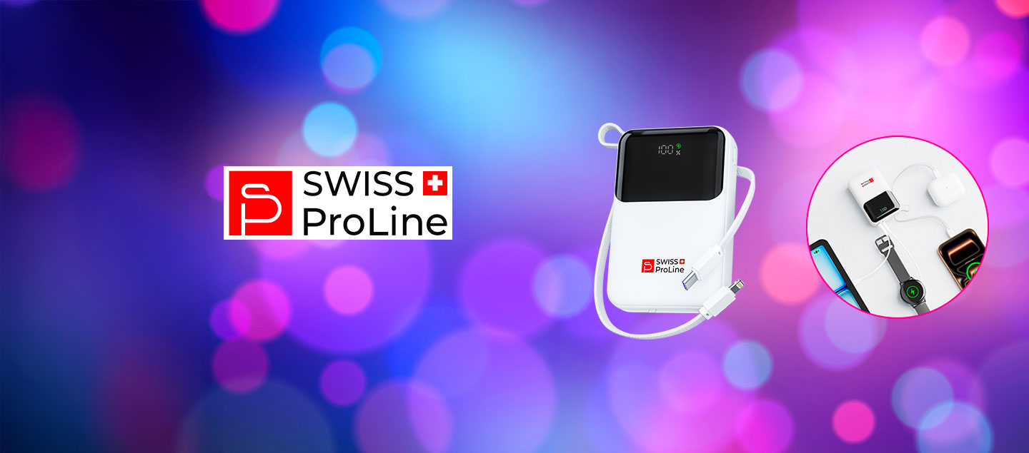 Batterie portable rapide 20'000 mAh avec câble intégré Swiss ProLine