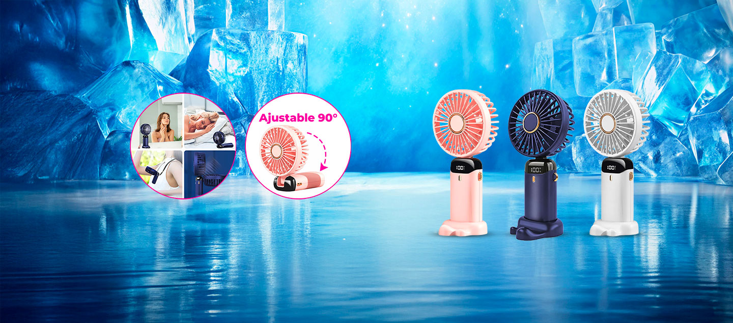 Ventilateur de poche pliable et rechargeable multifonctions