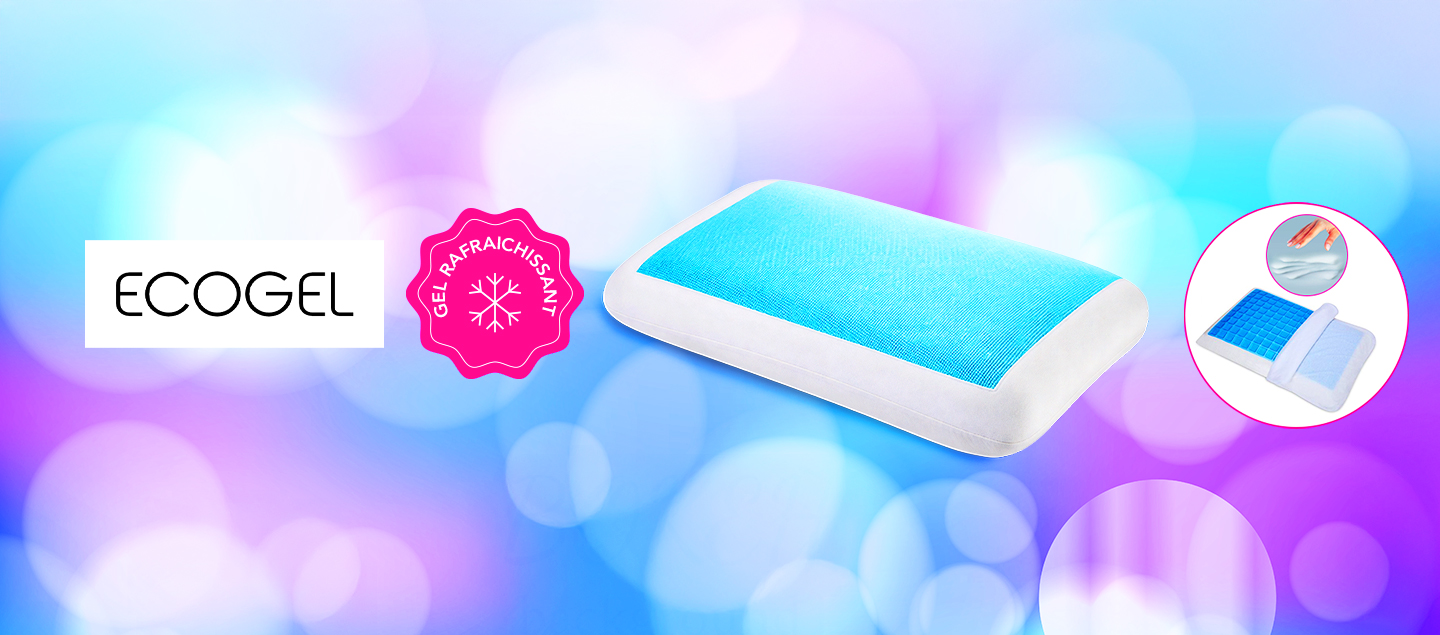 Oreiller à mémoire de forme avec gel fraicheur ECOGEL