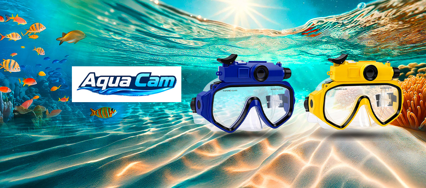 Masque de plongée connecté rechargeable avec caméra intégrée AQUACAM