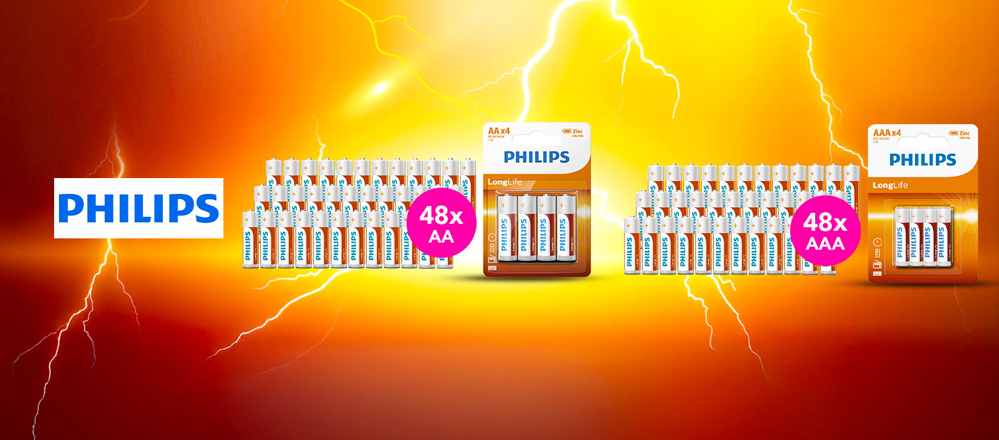 Set de 48 piles LongLife AA ou AAA PHILIPS 