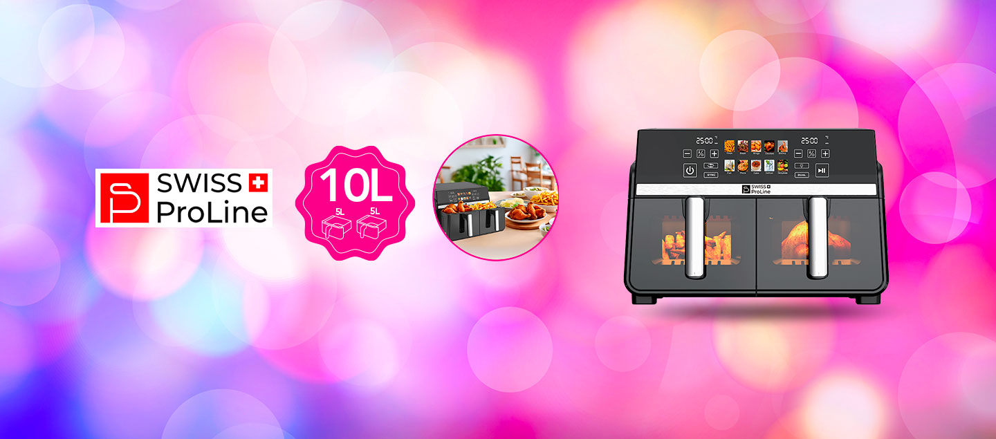 Friteuse à air chaud Air Fryer 10L (sans huile) avec double compartiments Swiss ProLine