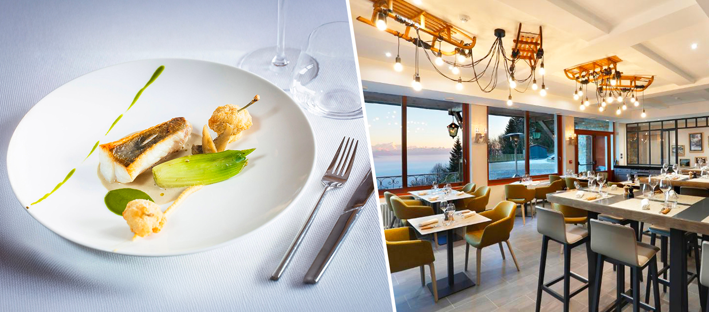 Menu gastronomique en 5 à 6 services pour 2 personnes à La Table de La Mainaz citée au Guide Michelin 2026