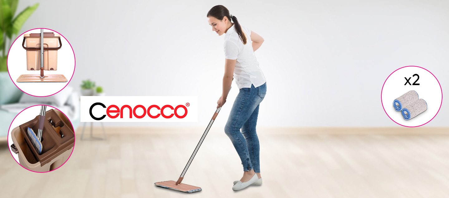 Panosse 2en1 pratique avec 2 serpillières en microfibres inclus CENOCCO