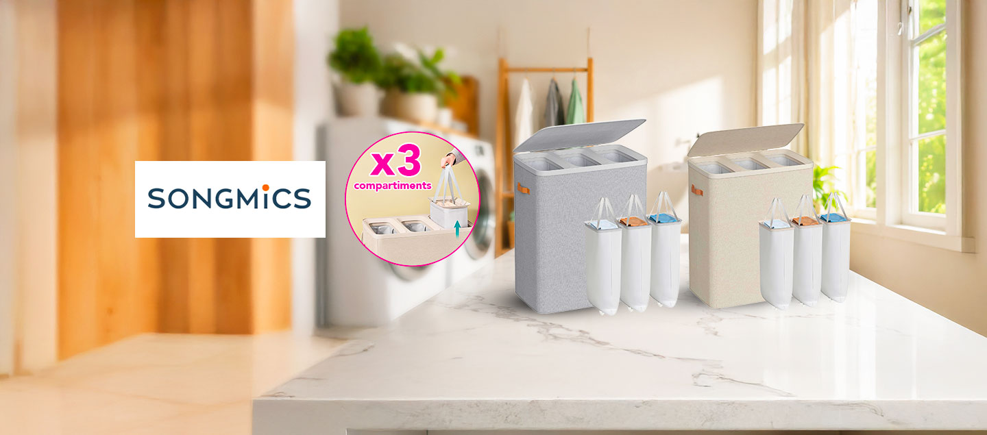 Panier à linge pliable avec 2 compartiments SONGMICS