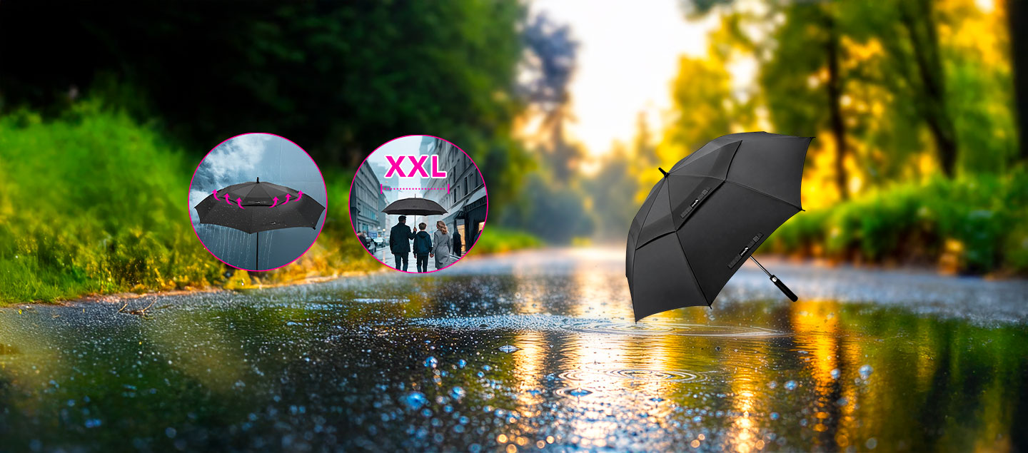 Parapluie XXL pratique et résistant pour 1 ou 2 personnes