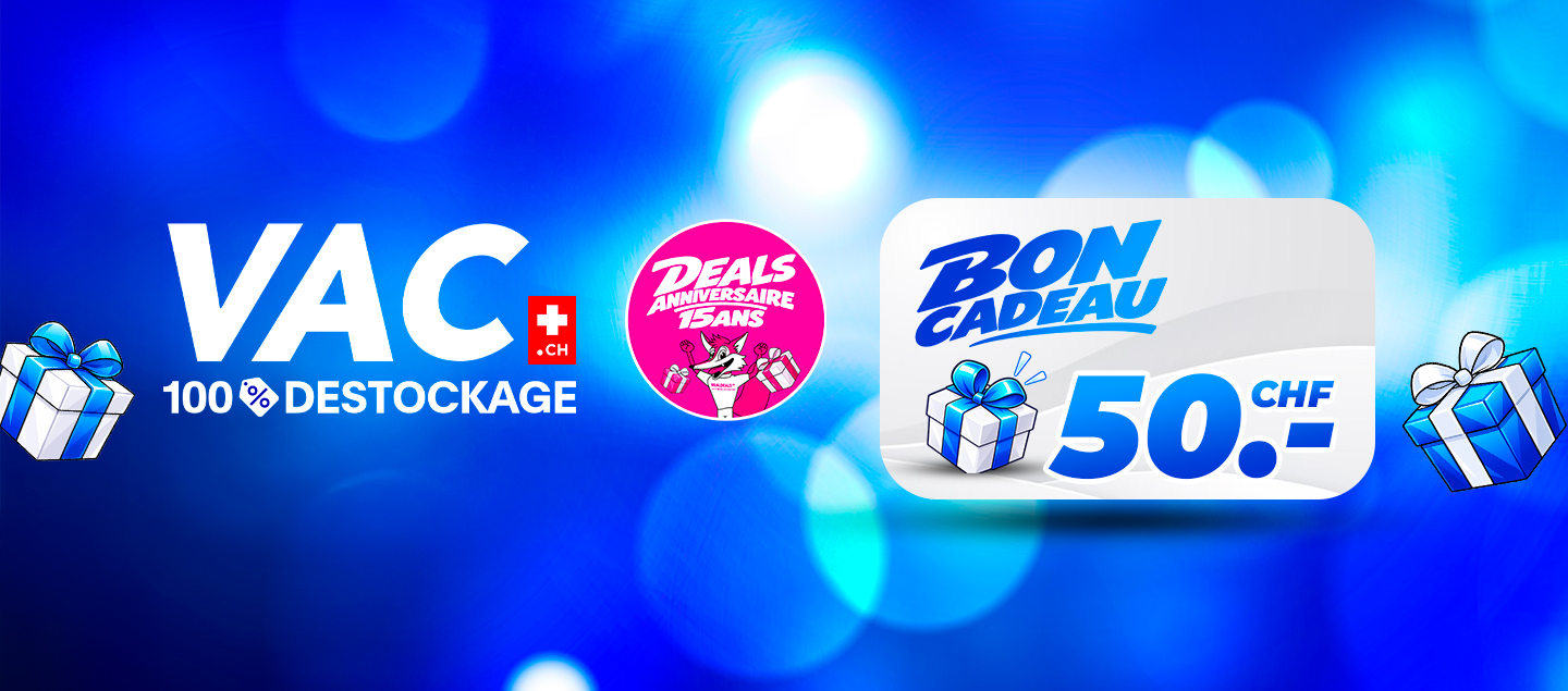 Bon d'une valeur de CHF 50.- valable sur tout le site VAC.ch