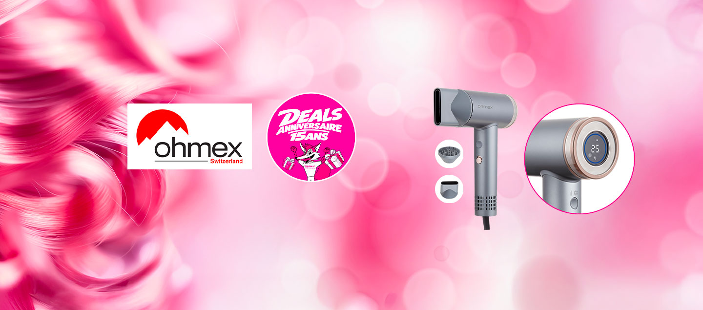 Sèche-cheveux ionique 2en1 (3 accessoires) OHMEX