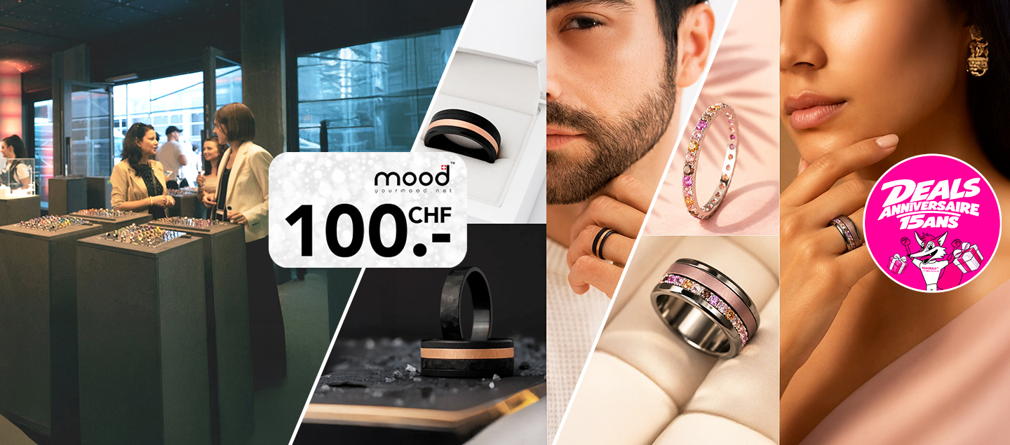 Bon d'une valeur de CHF 100.- chez mood valable en ligne et en boutique
