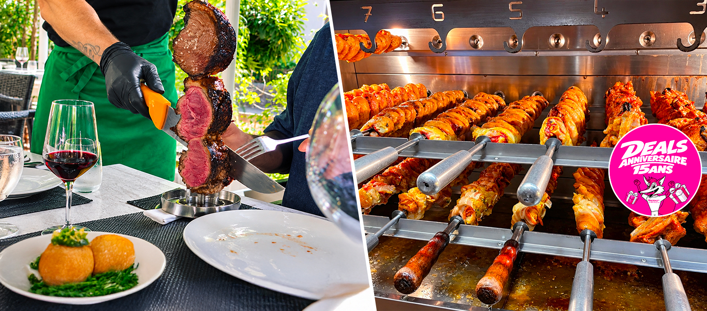 Menu Rodizio de 8 à 10 viandes à volonté avec buffet de salades, dessert et Caïpirinhas traditionnelles pour 2 personnes