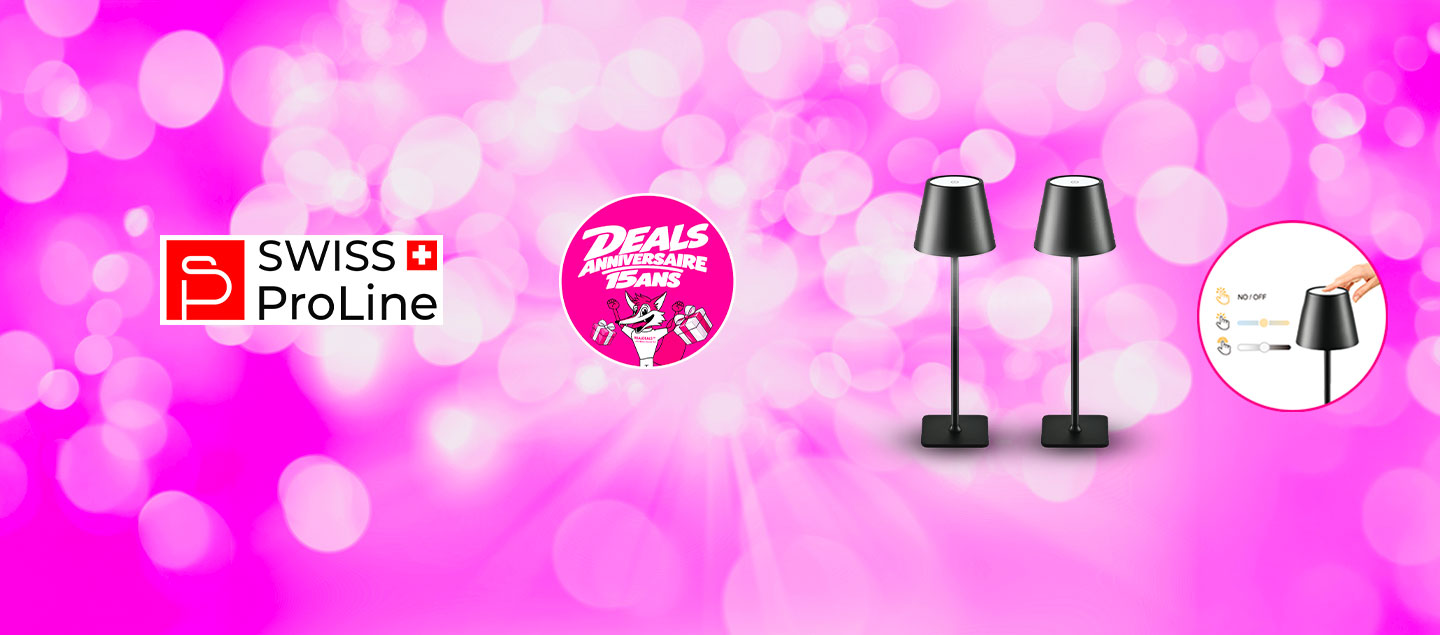 Set de 2 lampes chic LED sans fil tactile Swiss ProLine