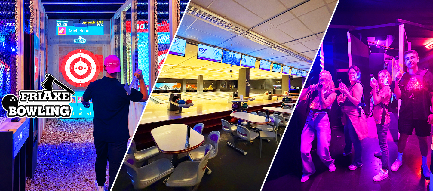 Lancer de hache pour 1 ou 2 personnes avec Bowling et Laser Game (selon formule)