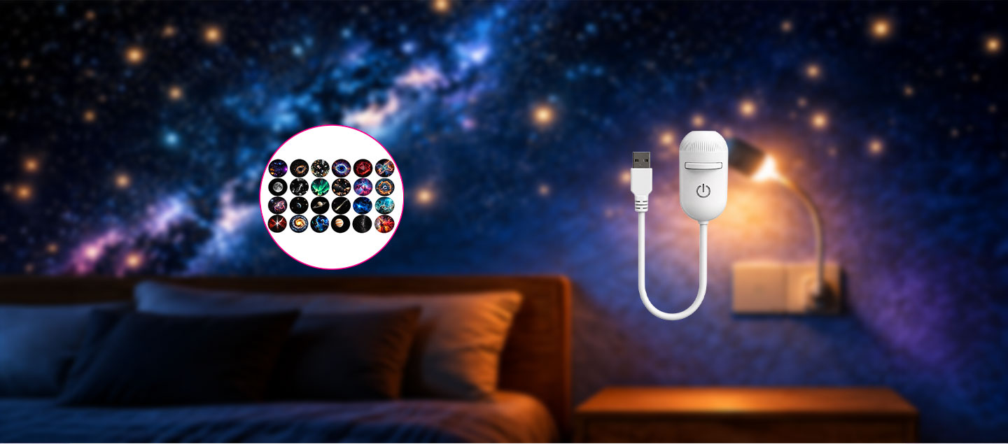 Lampe veilleuse et projecteur 3en1 LED avec 24 disques inclus 