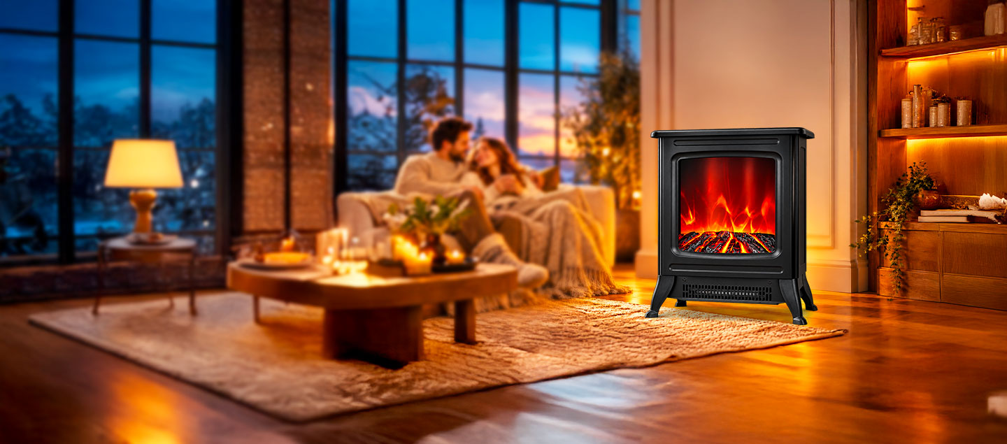 Cheminée électrique LED avec effet flamme HOME 