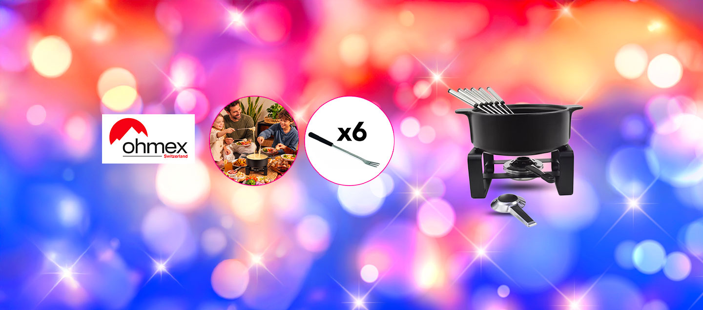 Caquelon à Fondue en céramique avec 6 fourchettes OHMEX