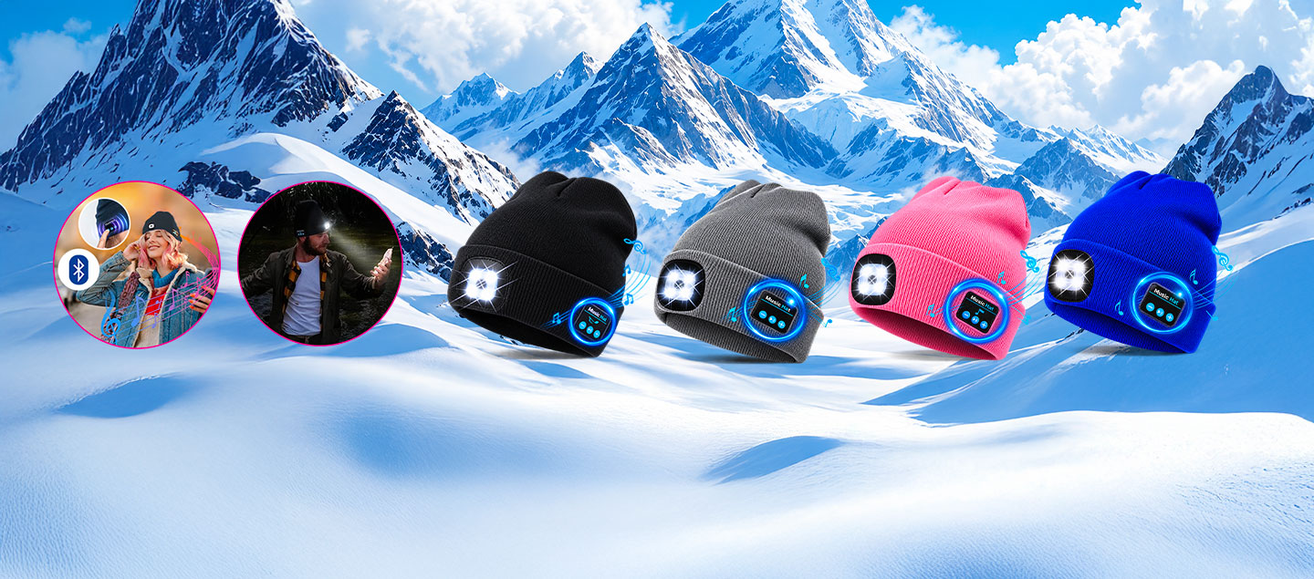 Bonnet connecté Bluetooth avec haut parleur et lumière LED intégrés