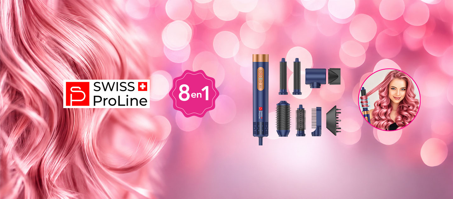 Brosse professionnelle ionique 8en1 (8 accessoires) Swiss ProLine