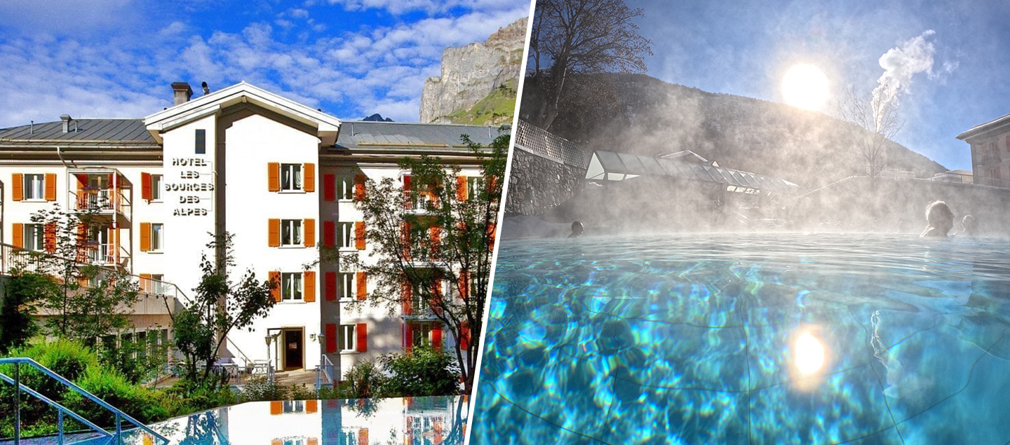 Séjour à l'Hôtel Les Sources des Alpes***** à Loèche-les-Bains avec Petit-déjeuner et accès illimité au SPA/Piscines pour 2 personnes