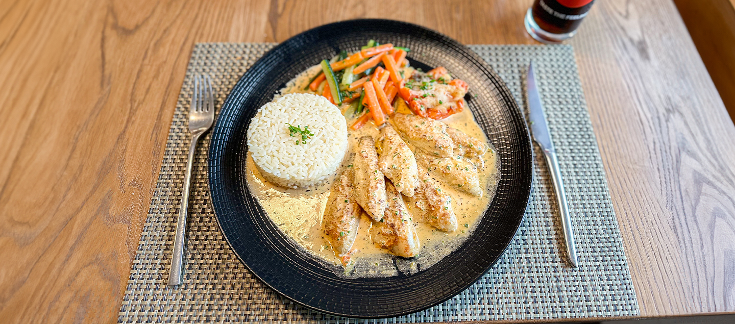 Menu Filets de perche revisités aux Fleurs de thym avec entrée et dessert dès 2 personnes