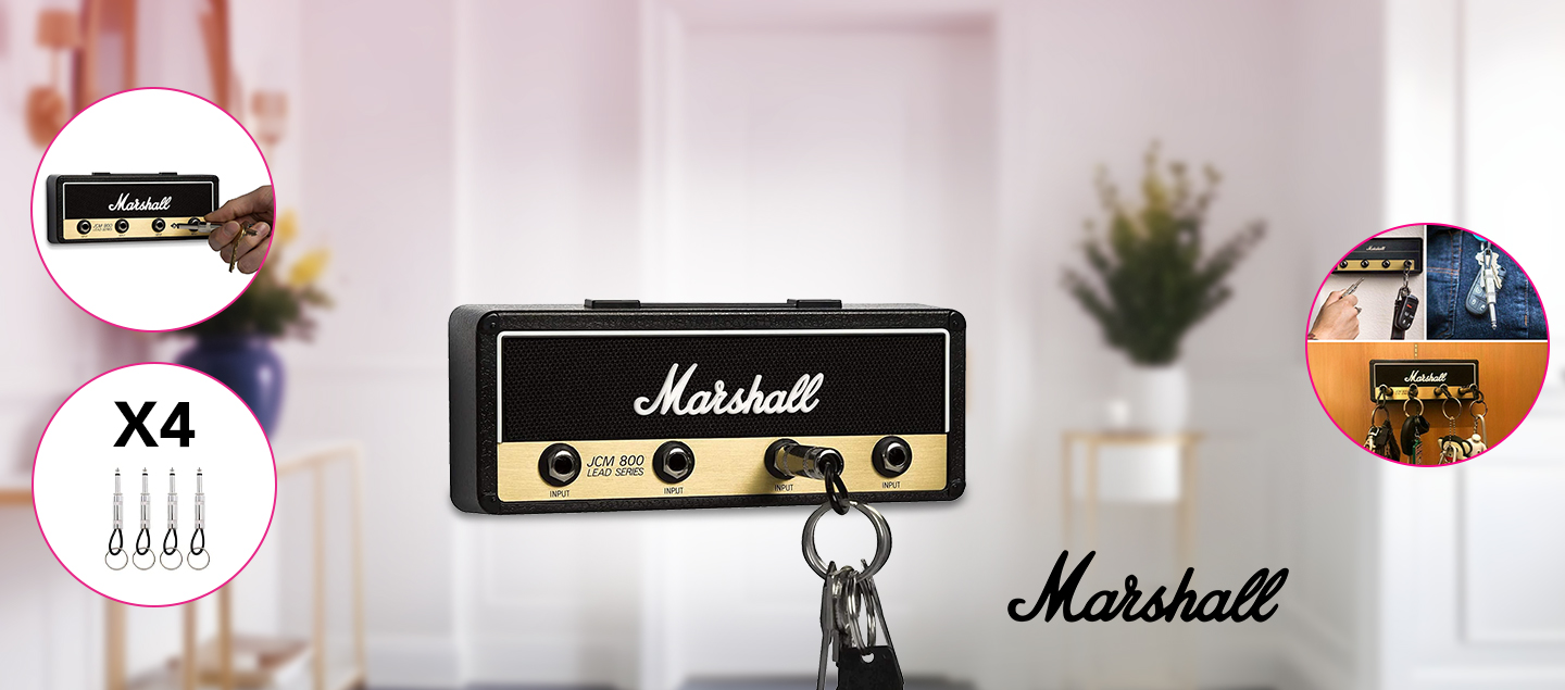 Set de 4 Porte-Clés gadget avec support mural pratique MARSHALL