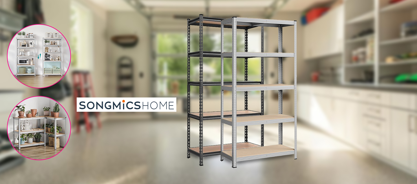 Etagère de rangement ultra robuste en acier équipée de 5 plateaux SONGMICS
