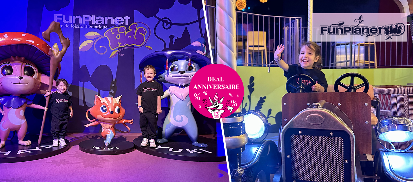 Merci FunPlanet - 1 entrée enfant chez FunPlanet Kids - DEAL exclusif Anniversaire Realdeals.ch