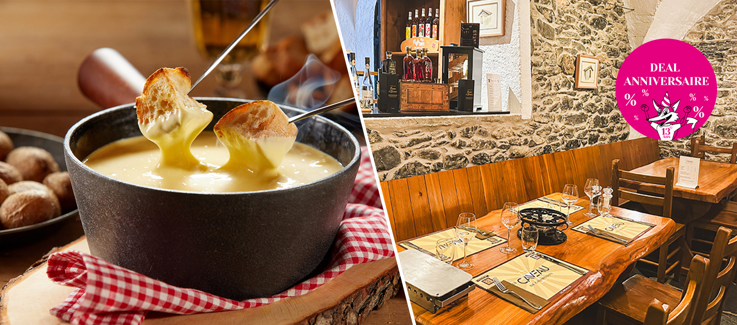 Menu Fondue au Fromage avec entrée, dessert et café dès 2 personnes