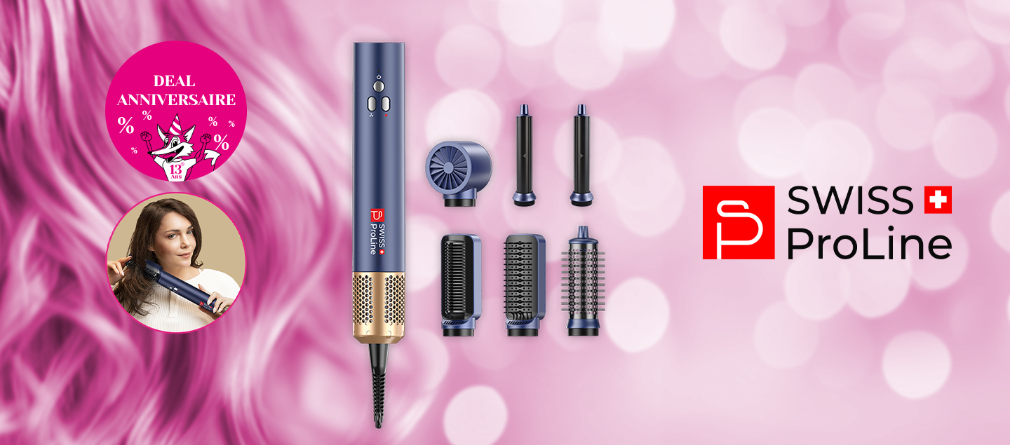 Brosse professionnelle ionique 6en1 (6 accessoires) SWISS ProLine