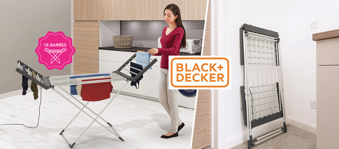 Étendoir à linge électrique pliable avec 18 barres BLACK & DECKER