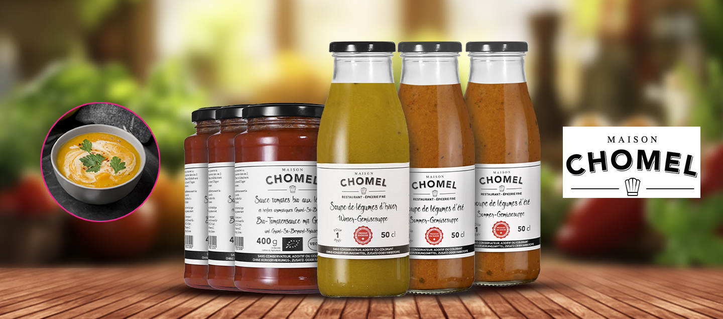 Coffret découverte Maison Chomel (3 soupes de légumes Bio, 3 sauces tomates de légumes Bio)