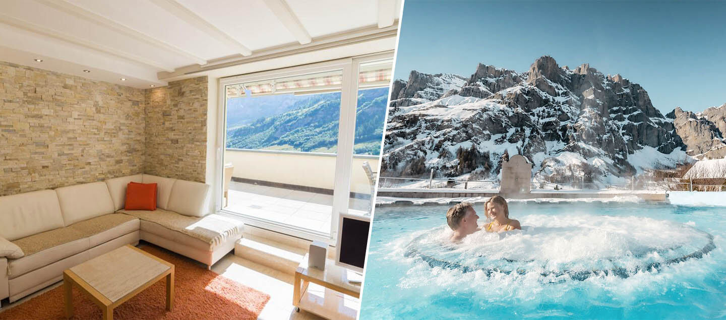 Séjour en Appartement à Loèche-les-Bains avec accès aux Walliser Alpentherme pour 1 à 4 personnes