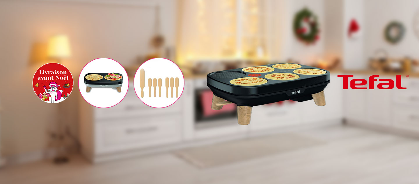 Crêpière pour 6 personnes 2en1 avec 12 accessoires TEFAL