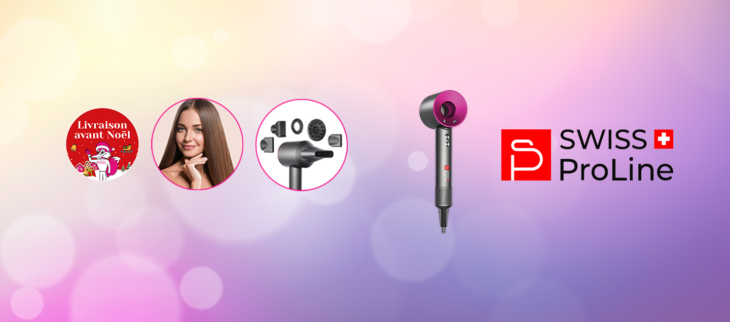 Sèche-cheveux ionique 5en1 (5 accessoires) Swiss ProLine