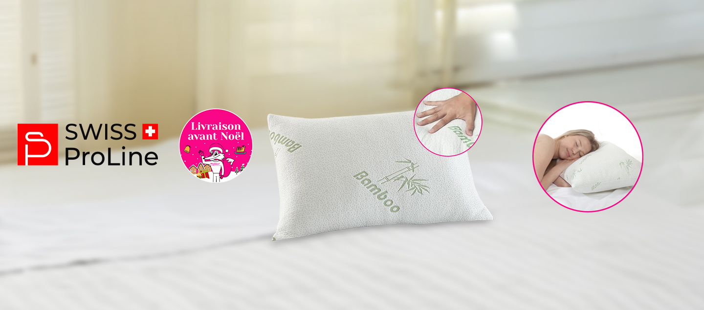 Oreiller de Luxe en Bambou avec mousse à mémoire de forme Swiss ProLine
