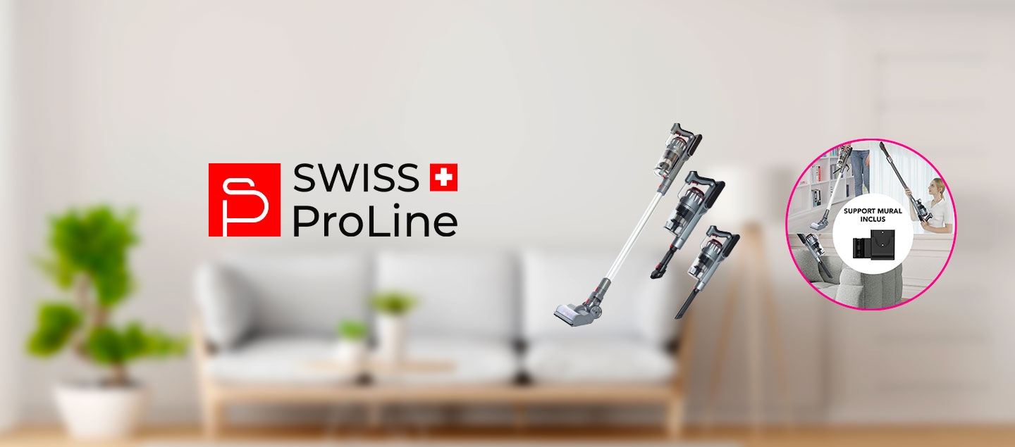 Aspirateur balai sans fil 2en1 (5 accessoires) Swiss ProLine