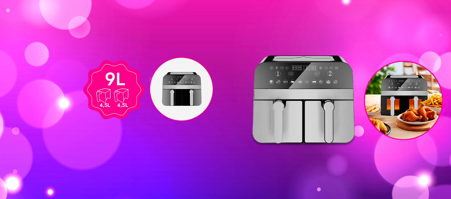 Friteuse à air chaud Air Fryer (sans huile) avec double compartiments Comfy Nest