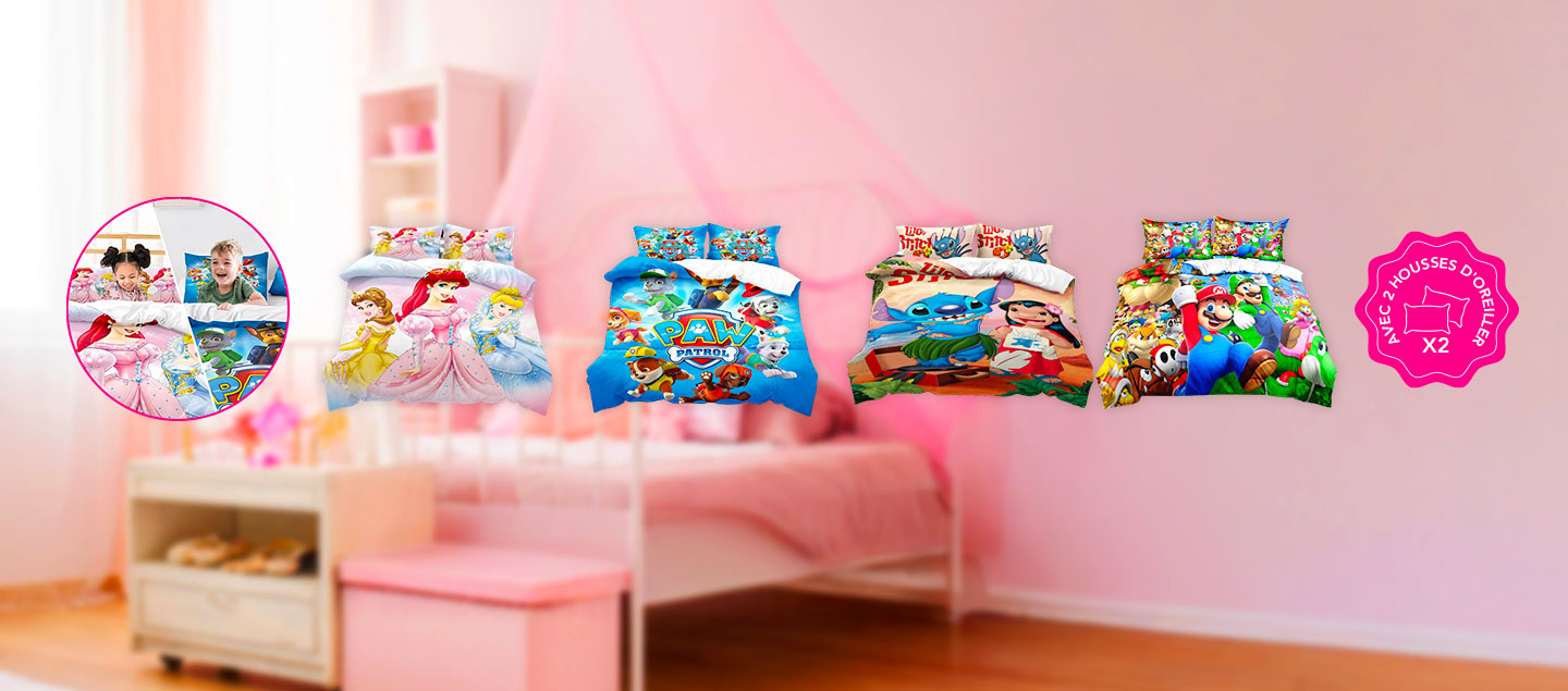 Fourre de duvet pour enfant avec 2 housses d'oreiller