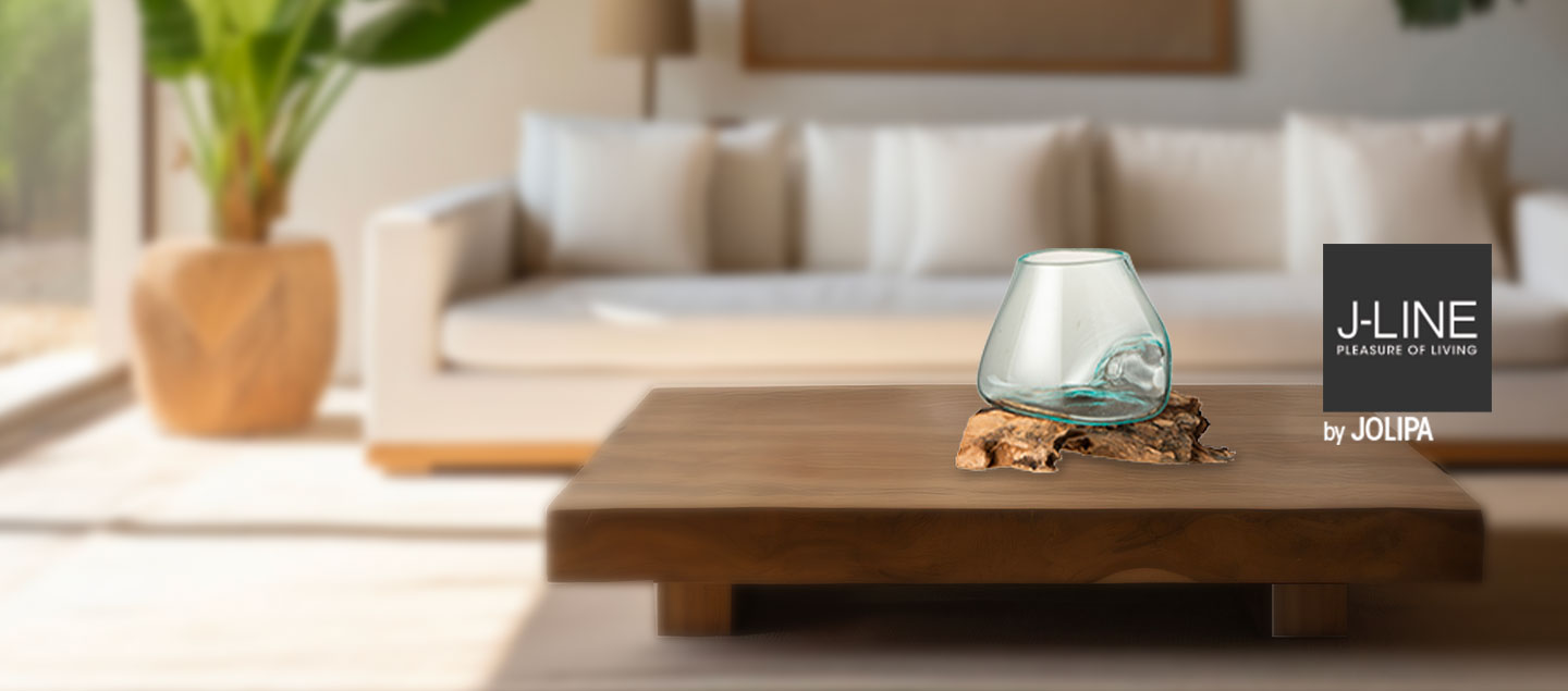 Vase Déco en forme de Tasse en Bois et Verre Recyclé Naturel