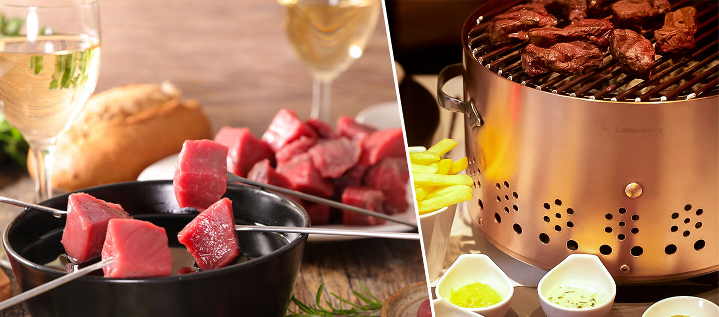Menu Fondue Chinoise ou Charbonnade avec entrée, dessert et Kir de Bienvenue dès 2 personnes