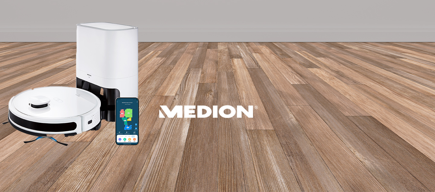 Robot aspirateur connecté avec station d'aspiration Medion