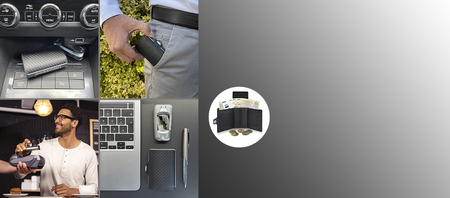 Porte-monnaie en cuir, aluminium et carbone - Livraison offerte