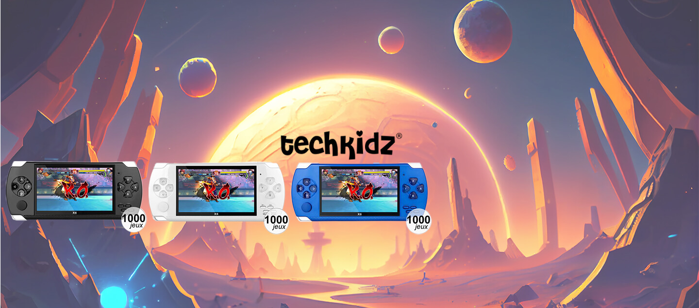 Console portable de 1000 jeux avec écran 4,3 pouces Techkidz