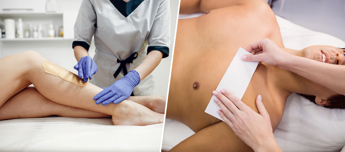 Epilation à la cire chaude sur demi-jambes, aisselles et lèvre 