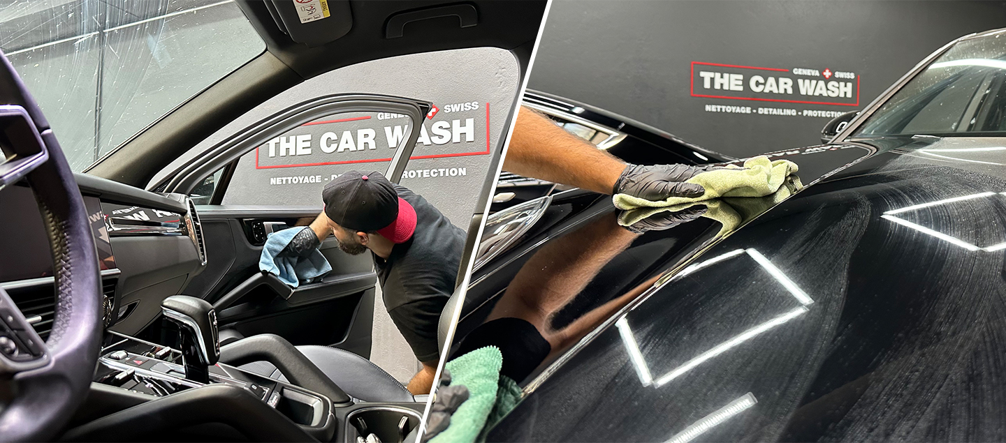 Lavage de voiture complet intérieur et extérieur avec shampoing des tapis