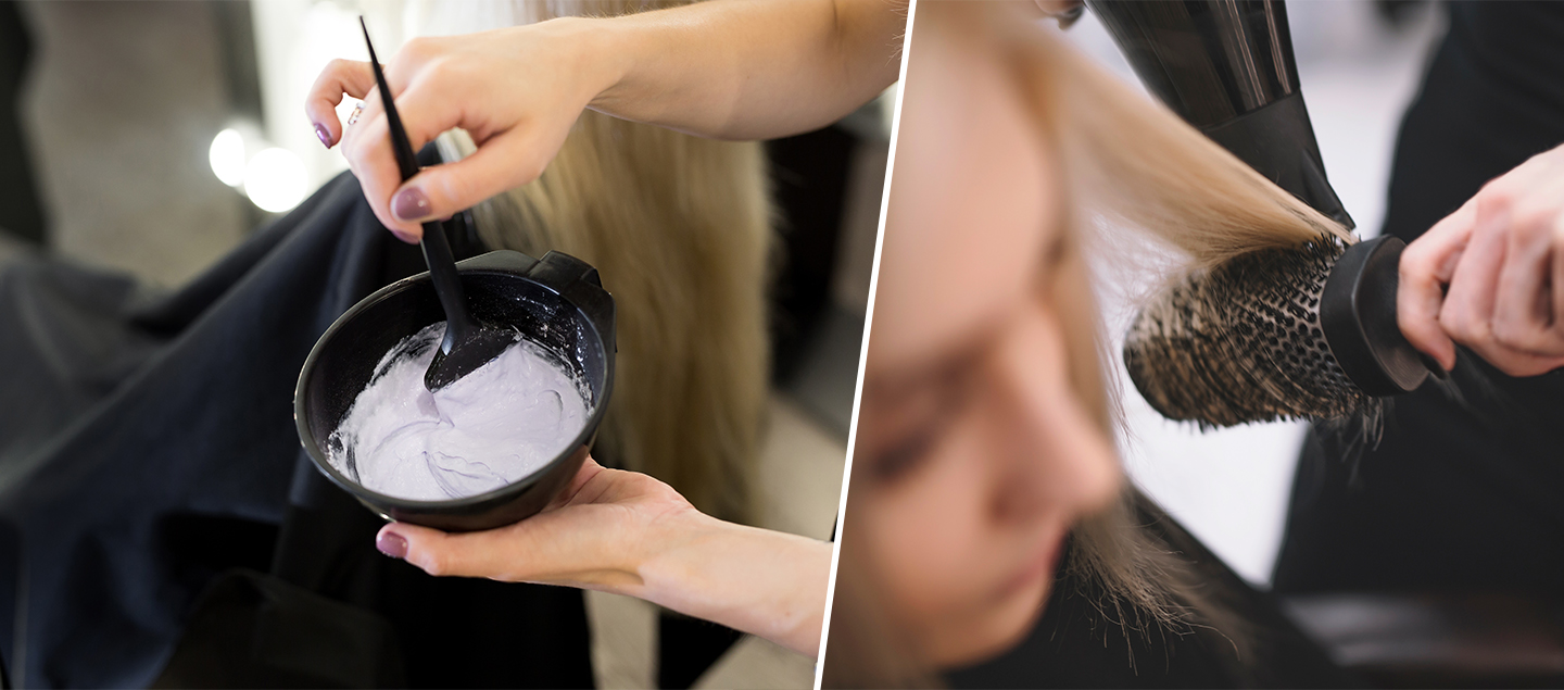 Balayage ou Mèches avec Brushing - Cheveux courts à long