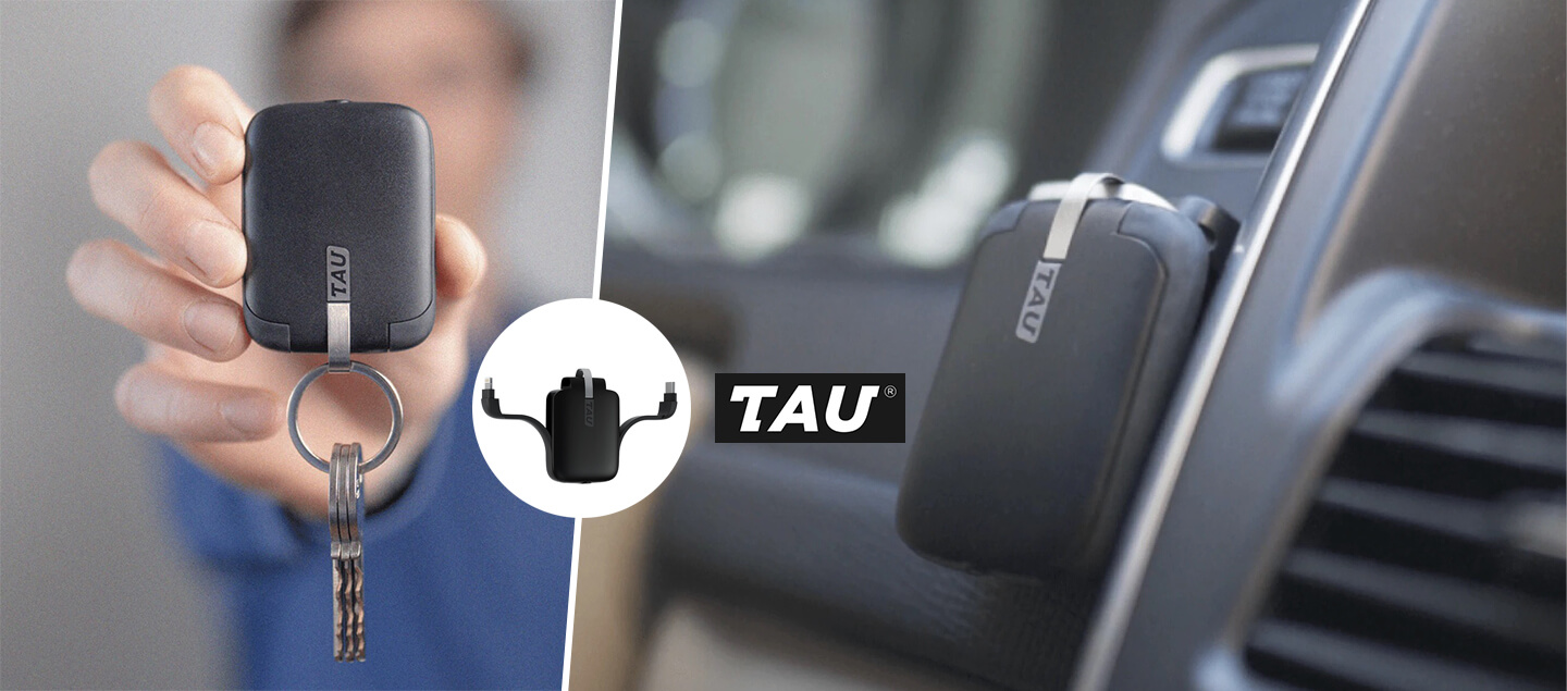 Porte-clés avec batterie portable intégrée 1'400mah (USB-C, Lightning, Micro-USB) - Livraison offerte