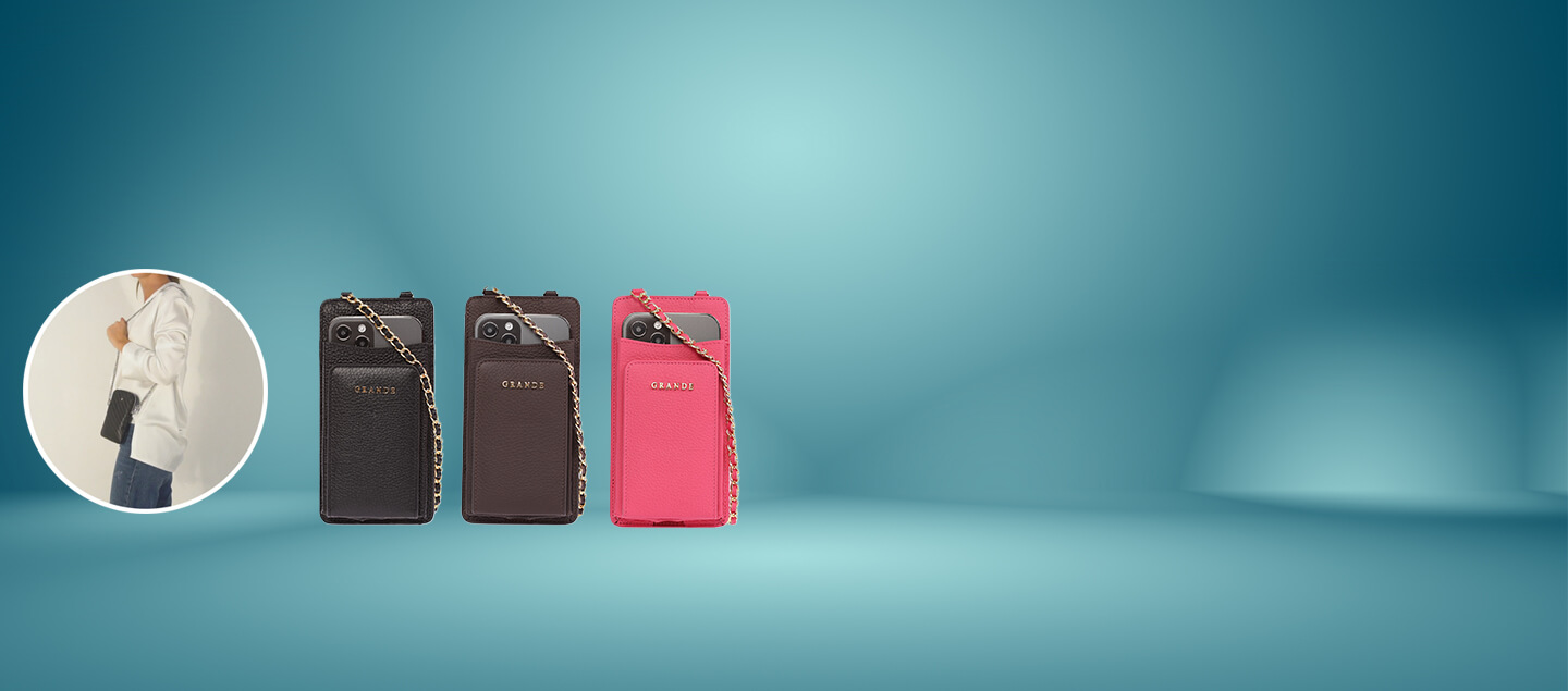 Sacoche bandoulière en cuir pratique Grande (smartphone, cartes, monnaie)