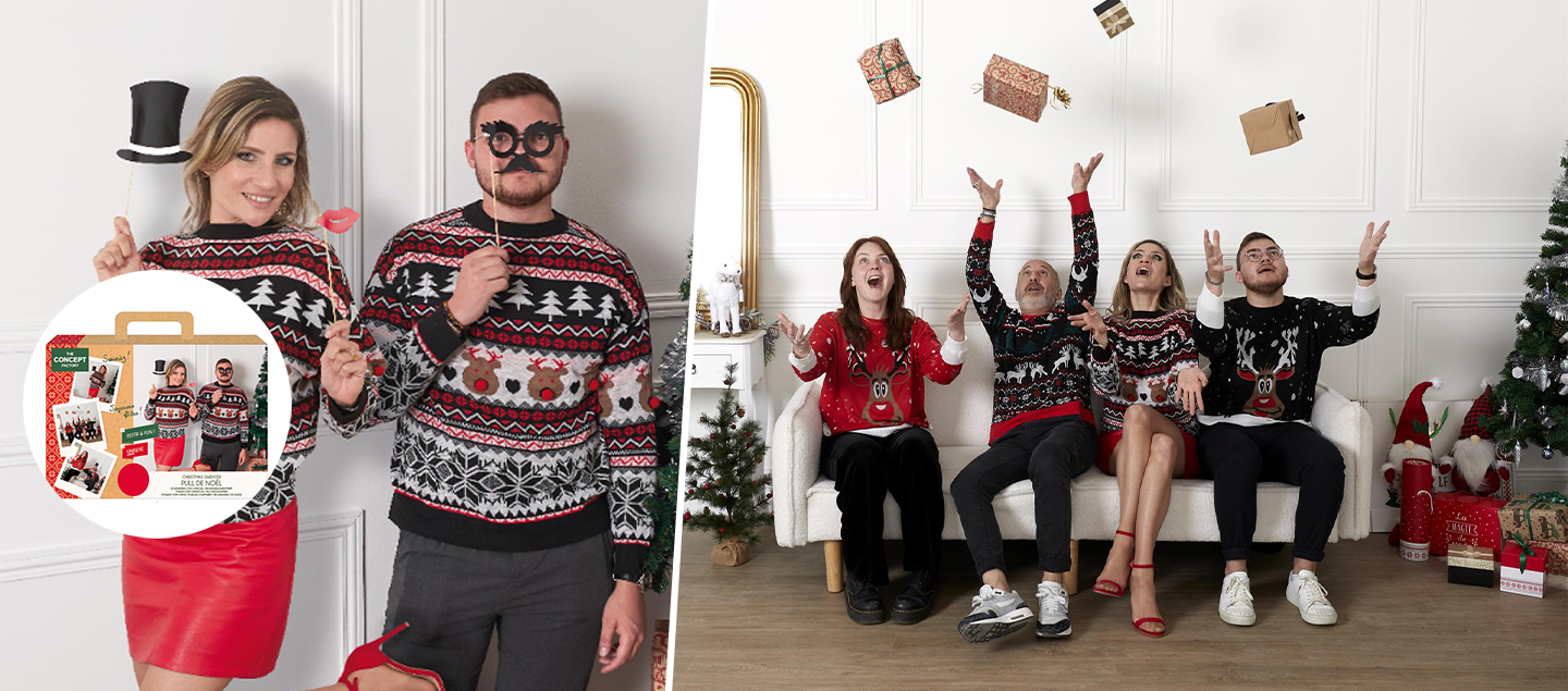Pull de Noël motif Renne nez rouge