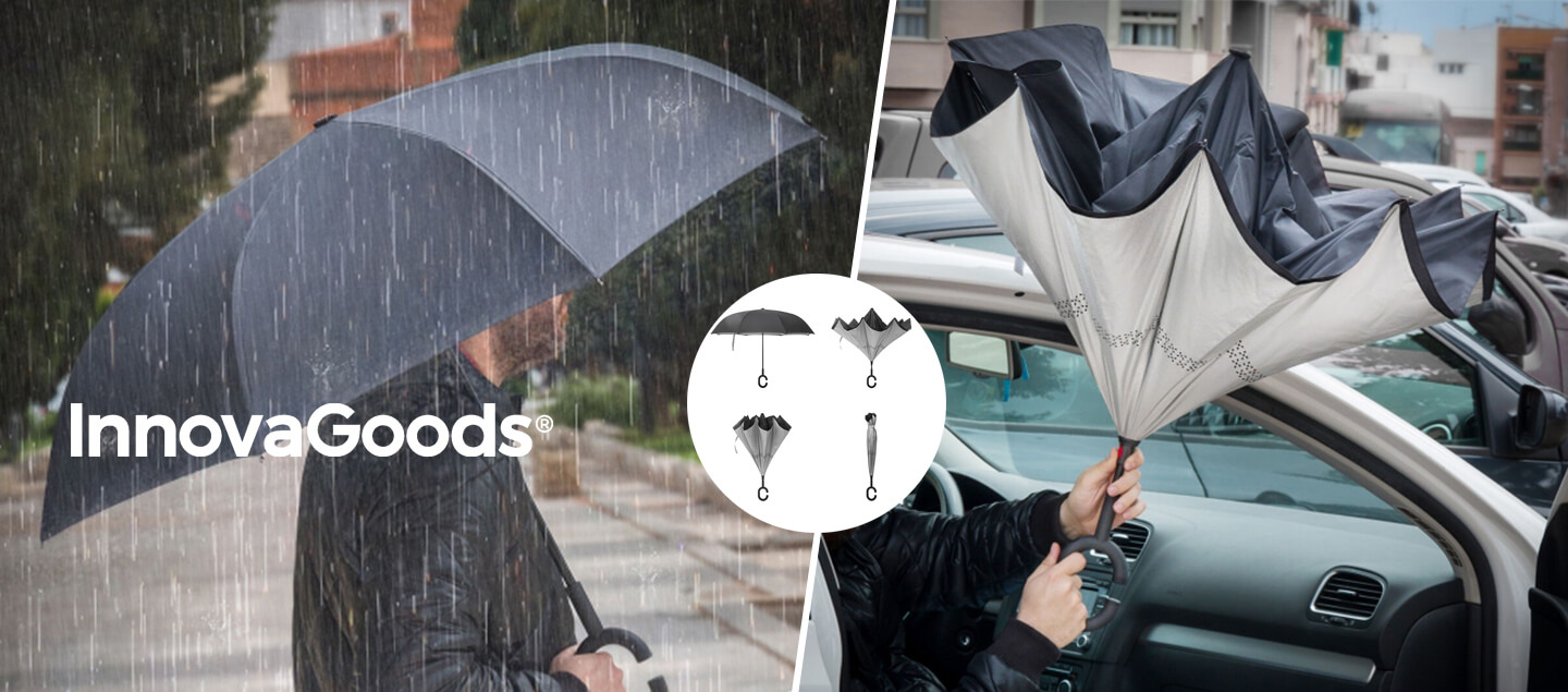 Parapluie pratique à fermeture inversée